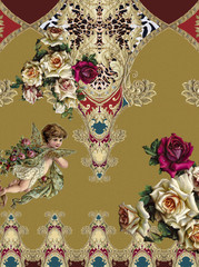 Roses baroque gold design 