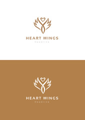 Heart wings logo template.