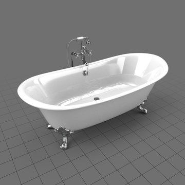 Full clawfoot tub with water on