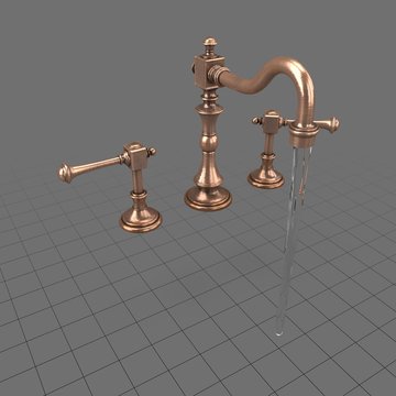 Classic bathroom faucet turned on