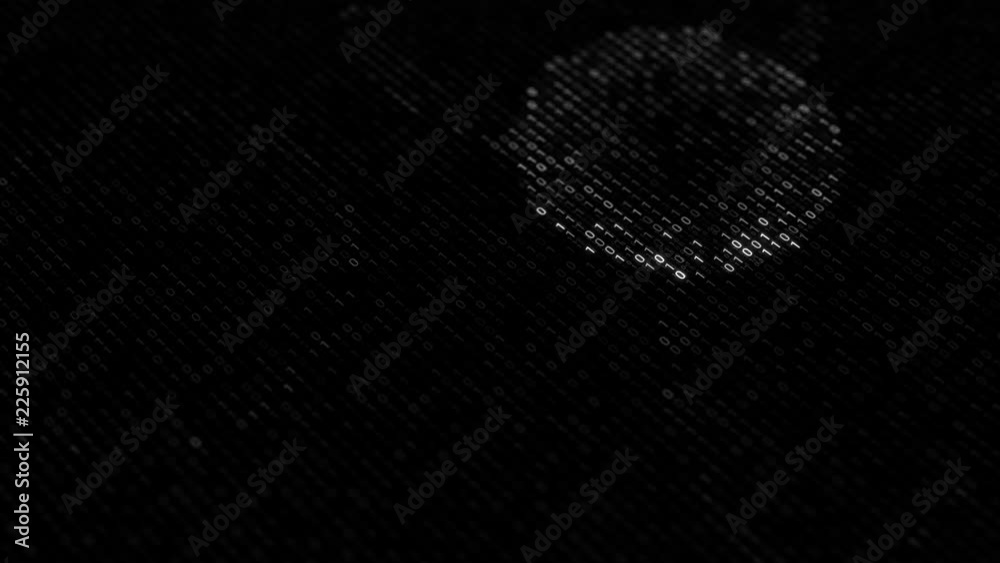 Poster 3d abstract background with zero and one digits. binary wall with shock waves that explode and glow 