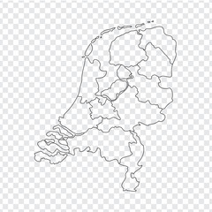 Fototapeta premium Blank map Netherlands. High quality map Kingdom of Netherlands with provinces on transparent background for your web site design, logo, app, UI. Stock vector. Vector illustration EPS10.