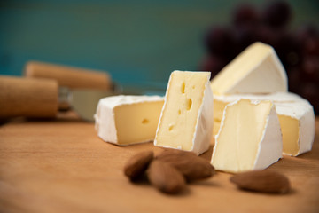 cheese camembert with raspberries and nuts, melange