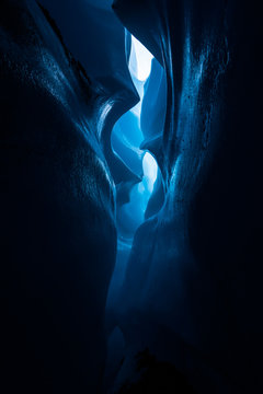 Dark canyon inside the ice