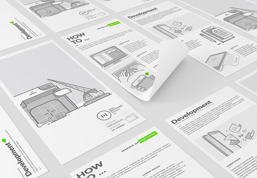 Brochure Layout with Tech Illustrations