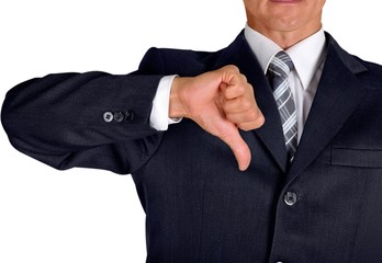 Portrait of a Businessman Showing Thumbs Down