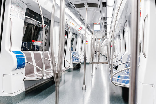 Modern Empty Metro or subway carriage interior