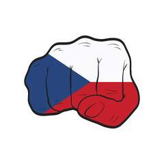 Czech Republic flag on a clenched fist. Strength, Power, Protest concept