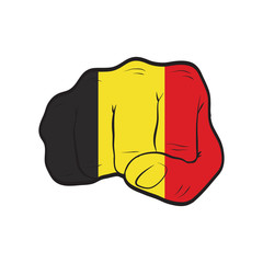 Belgium flag on a clenched fist. Strength, Power, Protest concept