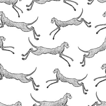 Vector pattern of jumping panthers