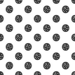 Fototapeta na wymiar Pizza with olives and mushrooms pattern seamless in simple style vector illustration