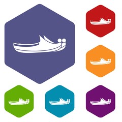Turkish shoes icons set hexagon isolated vector illustration