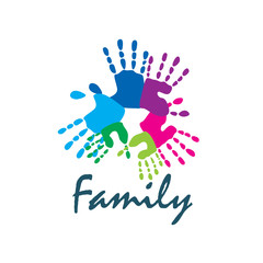 Family icon in the form of hands. Vector illustration