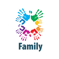 Family icon in the form of hands. Vector illustration