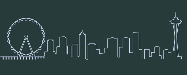 Fototapeta premium Skyline jednowierszowy Seattle