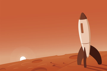 Obraz premium Mars Landscape With Rocket