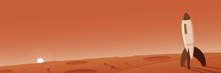 Mars Landscape With Rocket Scene © pabloprat