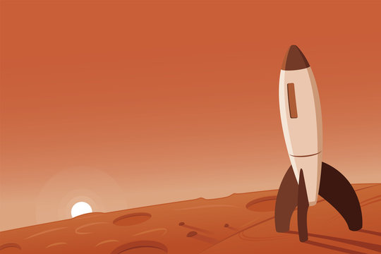 Mars Landscape With Rocket