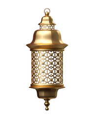 3d render, golden lantern, magical lamp, tribal arabic decoration, arabesque design, digital...