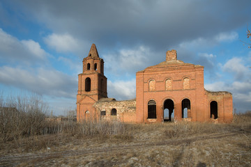 Ruined old church in the Oryol region in Dolzhansky district