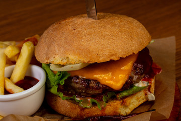 Tasty homemade burger