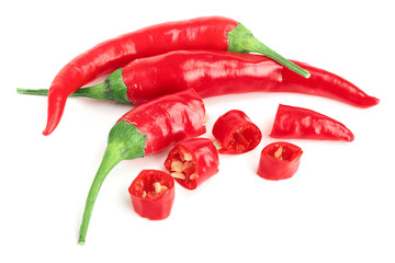 red hot chili peppers isolated on white background