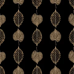 Tapeten Skelettblätter Transparentes Goldskelett lässt nahtloses Muster des Herbstes