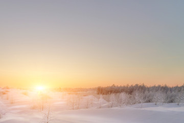 Fantastic evening landscape in a colorful sunlight.