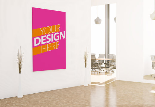 Canvas on Office Wall Mockup