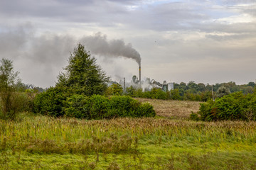 Smokestacks with pollution