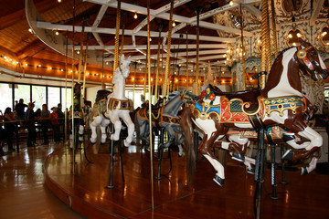 Fototapeta na wymiar Carousel at Riverfront Park in Spokane, WA