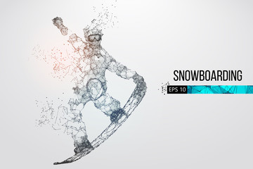 Silhouette of a snowboarder jumping isolated. Vector illustration