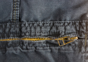 clothing items washed cotton fabric texture with seams, clasps, buttons and rivets