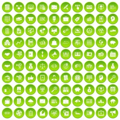 100 business process icons set green circle isolated on white background vector illustration