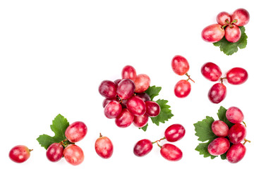 pink grapes isolated on the white background with copy space for your text. Top view. Flat lay pattern
