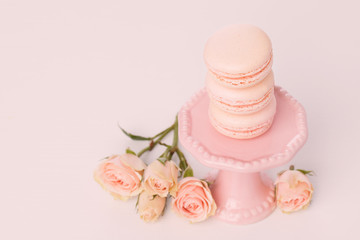 Fototapeta na wymiar Sweet Pink Rose French Macarons