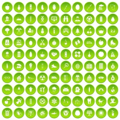 100 child health icons set green circle isolated on white background vector illustration