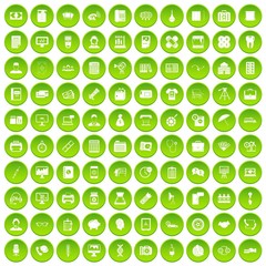 100 department icons set green circle isolated on white background vector illustration