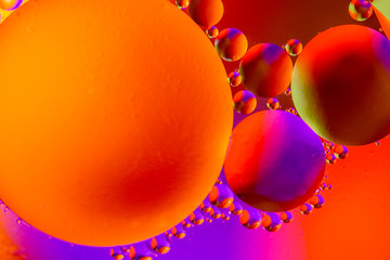 Abstract molecule sctructure. Macro shot of air or molecule. Abstract red orange background. Space...