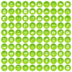 100 dialog icons set green circle isolated on white background vector illustration