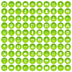 100 electrical engineering icons set green circle isolated on white background vector illustration