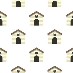 Obraz na płótnie Canvas Cat house pattern seamless background in flat style repeat vector illustration