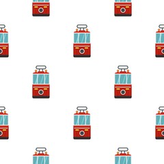 Traditional turkish public tram pattern seamless background in flat style repeat vector illustration