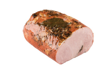 smoked pork roll isolated over white background