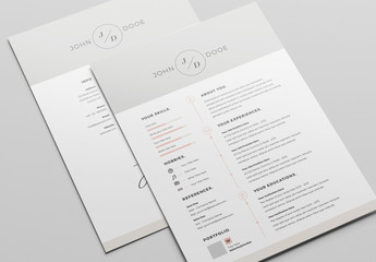 Resume Layout Set with Gray Header and Footer