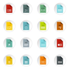 File format icons set in flat style. Document files set collection vector icons set illustration