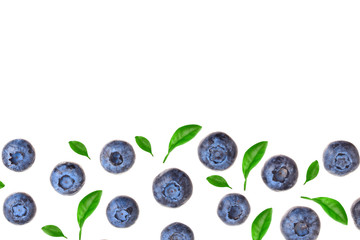 fresh ripe blueberry isolated on white background with copy space for your text. Top view. Flat lay pattern