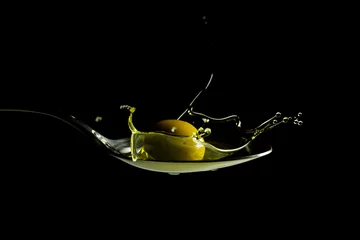 Zelfklevend Fotobehang olive oil and olives   © banusevim
