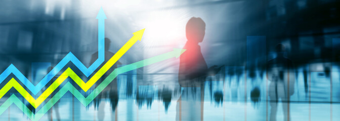 Financial growth arrows graph. Investment and trading concept.