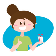 Девушка держит подарок